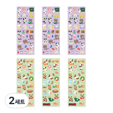 플레플레 쪼꼬미 바니라이프 리무버블 씰스티커 2종 x 3p 세트, 스터디 라이프 + 다욧 라이프, 2세트