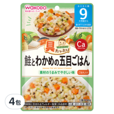 WAKODO 和光堂 鮭魚裙帶菜什錦飯, 9個月以上寶寶適用, 80g, 4包