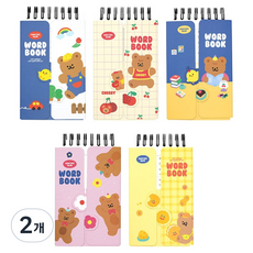 PINKFOOT 可愛跳舞熊遮蓋式單字卡 80張 5款, 混合顏色, 2個