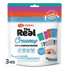하림펫푸드 더 리얼 크리미 버라이어티 팩 고양이 간식 10g x 25p, 혼합맛(닭가슴살/연어/가다랑어/대구), 250g, 3세트
