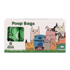 Truly House 環保薰香寵物撿便袋, 腳印花紋 綠色, 8捲, 1組