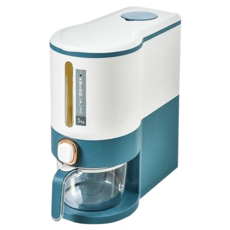 按壓式儲米桶 5kg, 湖水藍, 1個