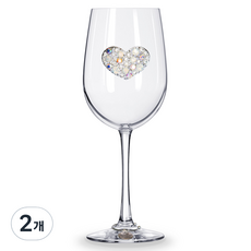 퀸스주얼 하트 와인잔 스템포함, 2개