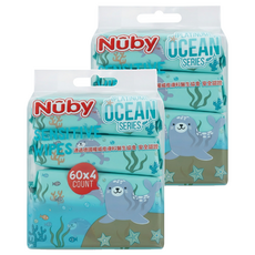Nuby 海洋系列 極厚柔濕巾, 60張, 8包