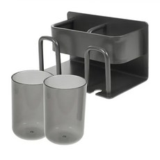 妃妃嚴選 雙人款牙刷置物架 295g, 黑色, 1組