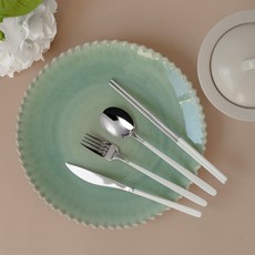 GVEA 韓式餐具4件組, 1套, 湯匙 + 筷子 + 叉子 + 刀子, 銀白色