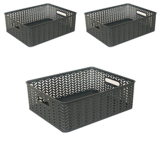 스내지 헤링본 바스켓 5호 오픈형 17.5L, 차콜, 3개