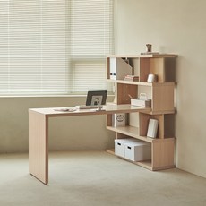 포더홈 퓨리 1200 책상 + 4단 책장 세트 방문설치, 7) 4단 책장+1200 책상_내추럴, 내추럴