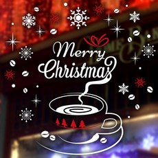 JEJEDECO 聖誕雪花貼紙裝飾 聖誕節的一杯咖啡, 紅色 + 白色