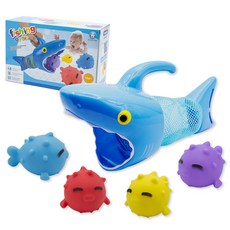 OhBabyLaugh 洗澡玩具 鯊魚立體撈魚組 (適用年齡: 三歲以上), 1組, 藍色