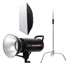 대한 방송 동영상 인물 사진 촬영 LED 조명 램프 썬빔 라이트 + 접이식 길이 조절 스탠드 + 지속광 사각 소프트박스 세트, 1세트, KIT-SUN10