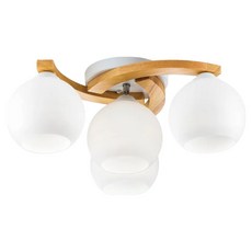 Honey Comb 北歐風半吸頂三燈，簡約木質三燈設計，適用於客廳臥室，營造溫馨居家氛圍, 1入, 木紋