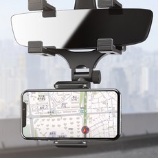 808STORE 車用智慧型手機360度旋轉後視鏡支架, 黑色, 1個