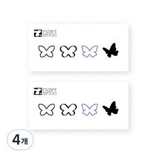 instant tattoo 基本蝴蝶A紋身貼紙, 混色, 4個