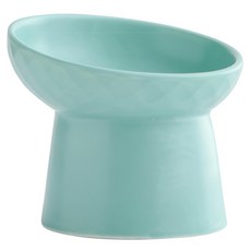 YOGiSSO 寵物斜口陶瓷高腳碗 13cm x 11cm, 綠色, 1個