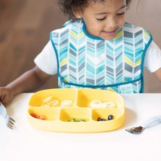 범킨스 실리콘 흡착 5구 유아 식판, 옐로우, 단품