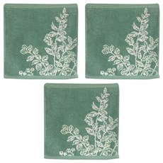 Gemini 双星毛巾 枝葉剪影印象方巾 100%純棉 34*35公分 綠色, 3條