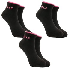 ELLE 1/2雙層足弓加壓運動襪, 素色簡約風格 舒適吸汗透氣 耐磨耐穿 彈性襪口, 22~24cm, 黑底粉紅邊, 3雙