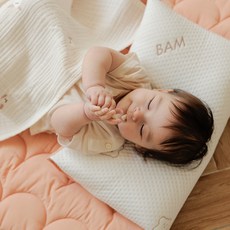 bamiblanc 嬰幼兒四季通用雙面100支純棉DURARON涼感午睡墊 + 四季月兔三層毯組合, 花雲(午睡墊), 白色(毯子)