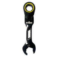 麒麟工具KYRIN 120齒快速短型搖頭棘輪梅開板手 星型梅花專利 可往復式開口, 1個