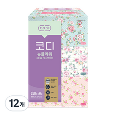 코디 뉴플라워 천연펄프 미용티슈 2겹, 6개입, 12개