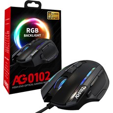 ATWO 電腦 PC 筆記型電腦 RGB 電競有線滑鼠, 黑色, AG0102