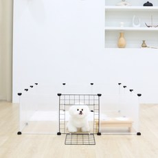 PET CHOICE 狗狗透明圍欄 11p + 鐵絲網門 1p 套組, 混色