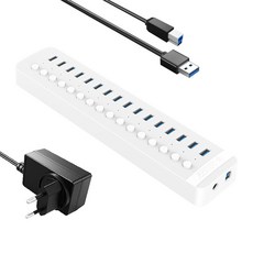 ORICO 奧睿科 16埠供電式USB集線器 CT2U3-16AB, 白色