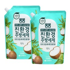 퐁퐁 친환경 주방세제 코코넛 리필, 1.2L, 2개