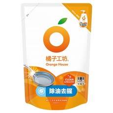 ORANGE HOUSE 橘子工坊 去油淨味 碗盤洗滌液 補充包, 500ml, 1包