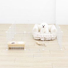 PET CHOICE 寵物鐵絲網圍欄 11p + 門 + 連接器 24p 套組, 白色的
