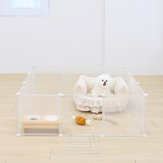 PET CHOICE 狗透明屏風圍欄11p+絲網門+白色連接器24p套組, 混色
