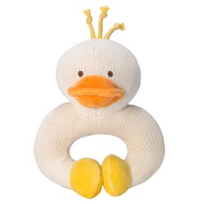 miYim 有機棉固齒搖鈴 100%無農藥安心材質 訓練小抓握能力, 鴨子, 1個