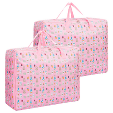 加厚防潑水牛津布衣物棉被防塵收納袋 200g, 粉兔子, 2個