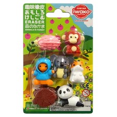 Iwako 造型橡皮擦 森林動物 3歲以上, 森林動物 綜合顏色, 1組