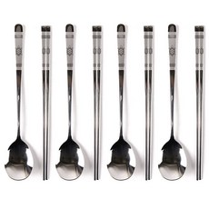 Willive 韓國製不鏽鋼烏龜餐具組, 銀色, 湯匙 + 筷子, 4套