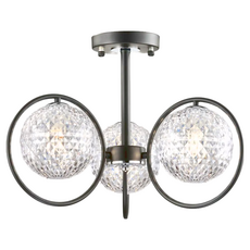 honey comb 外銷產品鄉村風半吸頂燈 水晶燈罩 鐵藝烤漆燈體 三燈設計, C8510-3C