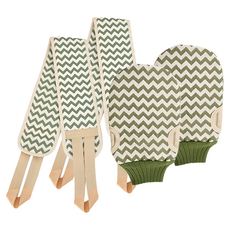 Vitabello 低刺激搓背巾 + 搓澡手套組, 綠色, 2套