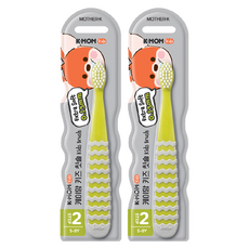 MOTHER-K K-MOM 潔淨護理兒童牙刷 5歲以上, 蘋果青, 1入, 2支