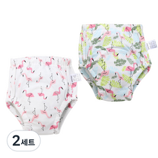 베베니즈 유아용 큐트패턴 배변훈련 팬티 2종 세트, 플라밍고, 2세트