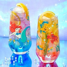 THE LITTLE MERMAID 小美人魚 迪士尼小美人魚極光Home Cafe玻璃杯 420ml, 2個, 混色
