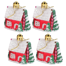 彩繪糖果房屋綠樹吊飾4入一組, 紅色 + 綠色 + 白色, 1組
