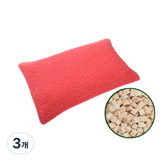 친환경편백아트 순면 천연염색 편백 베이지 베개, 다홍, 3개