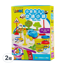 風車圖書 FOOD超人 小麥黏土, 交通小鎮 Set, 四色黏土工具組, 3+歲以上, 249g, 2組