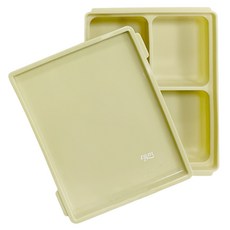 tgm 馬卡龍白金矽膠副食品4格分裝盒 每格70ml, 280ml, 橄欖綠, 1個