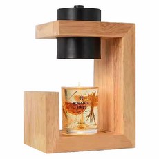 理享家 日式幾何造型融蠟燈組 + 鹵素燈泡2顆 (暖燭燈 香氛蠟燭), 原木黑燈罩