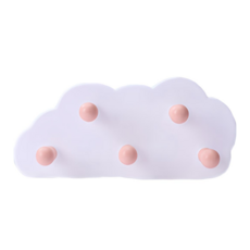 JU JIA JIA 居家家 創意多功能雲朵無痕5連鉤 文藝風清新裝飾 磨砂觸感美觀實用 黏貼不傷墻面, 顏色隨機, 1個