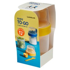 LocknLock 樂扣樂扣 Togo 圓形PP保鮮盒 黃色 870ml, 保鮮盒+叉子+湯匙, 1組