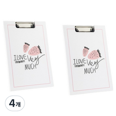 Moneypool 草莓石榴掀蓋式A4文件板, 4個, 線條草莓