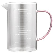 발룬피니 내열유리 컬러핸들 계량컵, 코랄핑크, 1개, 1L